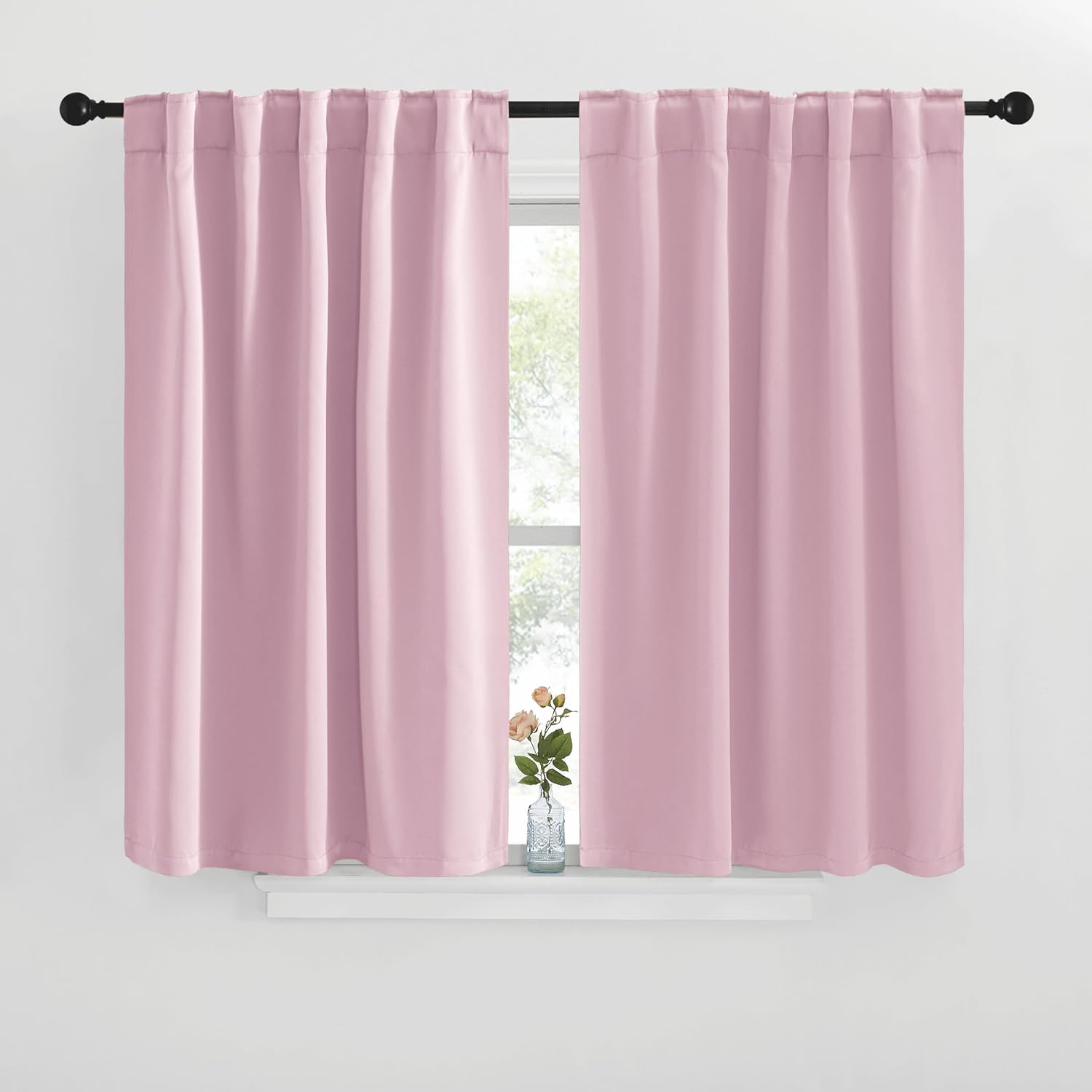NICETOWN Blackout Window Curtains for Camper - (Baby Pink Color) 42x40 Inch, 2 Panels Set, Thermal Insulated Room Darkening Blackout…