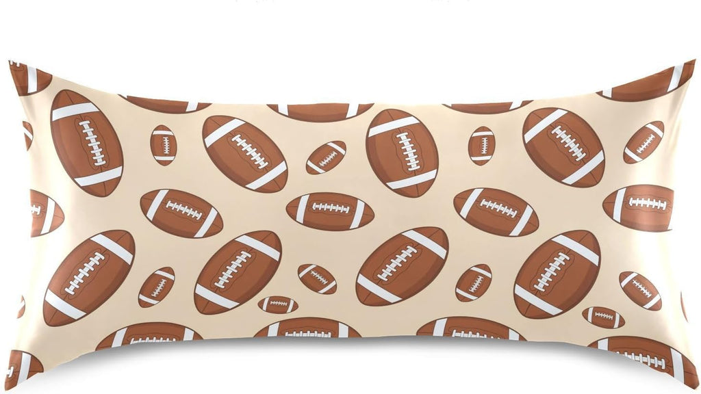 Sports Football Khaki Pillow Covers Silk Pillowcase for Hair and Skin Soft Breathable Smooth Cooling Satin Pillowcase Standard Size…