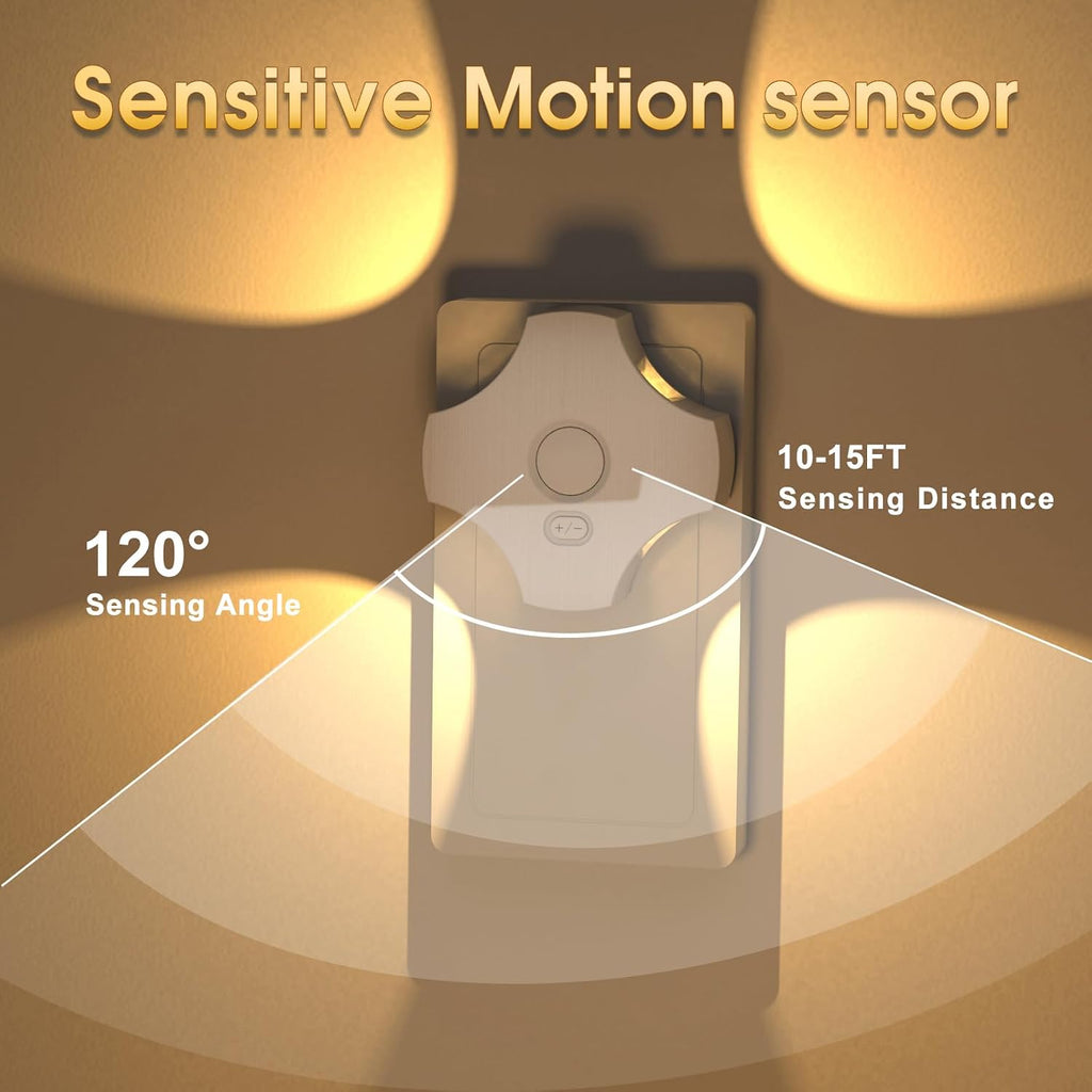 LED Motion Sensor Night Light, [2-Pack] Plug in Night Light with Motion Sensor and Dusk to Dawn Sensor, Brightness Adjustable, 3000K Soft…