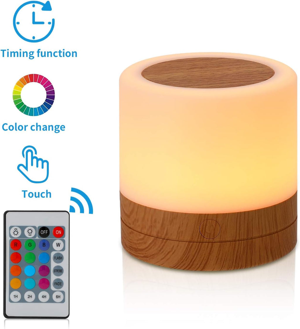 Nursery Night Light for Kids, USB Rechargeable Small Desk Lamp,13 RGB Colors & 4 Brightness & 1 Remote, Touch Bedside Cordless Table…
