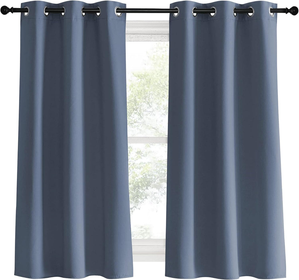 NICETOWN Kitchen Curtains Blackout Curtains & Drapes, Stone Blue, 34" Wide x 60" Long, Set of 2, Thermal Insulated Grommet Top Window…