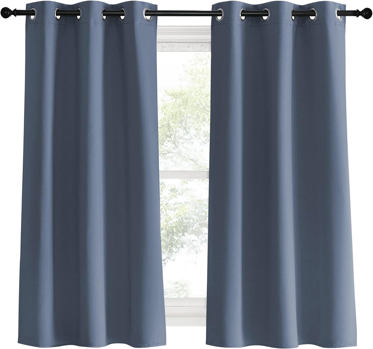 NICETOWN Kitchen Curtains Blackout Curtains & Drapes, Stone Blue, 34" Wide x 60" Long, Set of 2, Thermal Insulated Grommet Top Window…