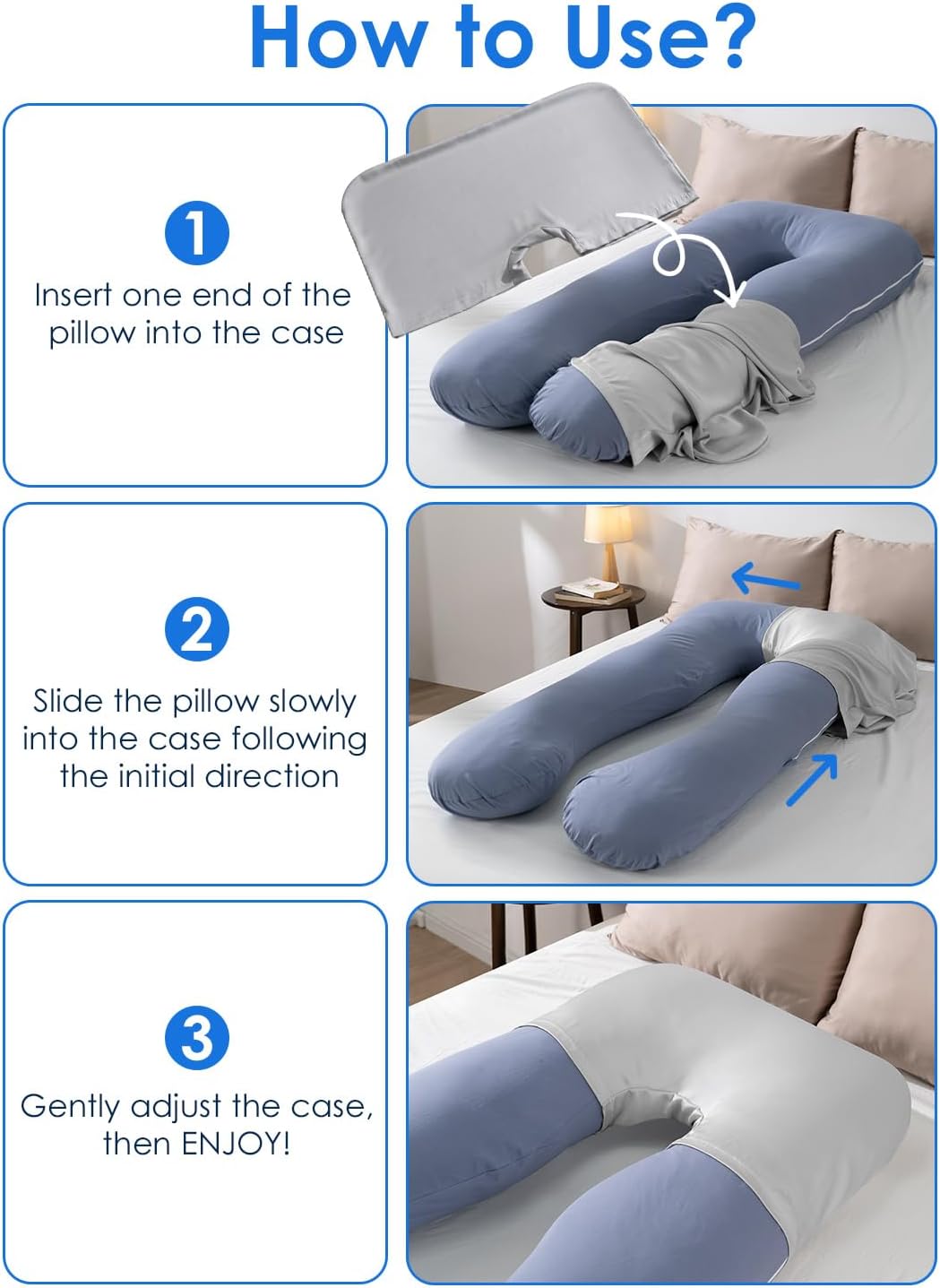 Queenrose QUEEN ROSE Pregnancy Pillow Cover, Satin Pillowcase for Maternity Body Pillows, Cooling Replacement Case for Sleeping, Fits U & C…
