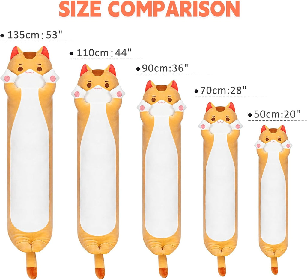 Mewaii Long Cat Plush Kawaii Kids Plush Toy Pillows, Cute Cat Stuffed Animals Soft Plushies, Kitten Big Plush Toys Throw Body Pillow Doll…