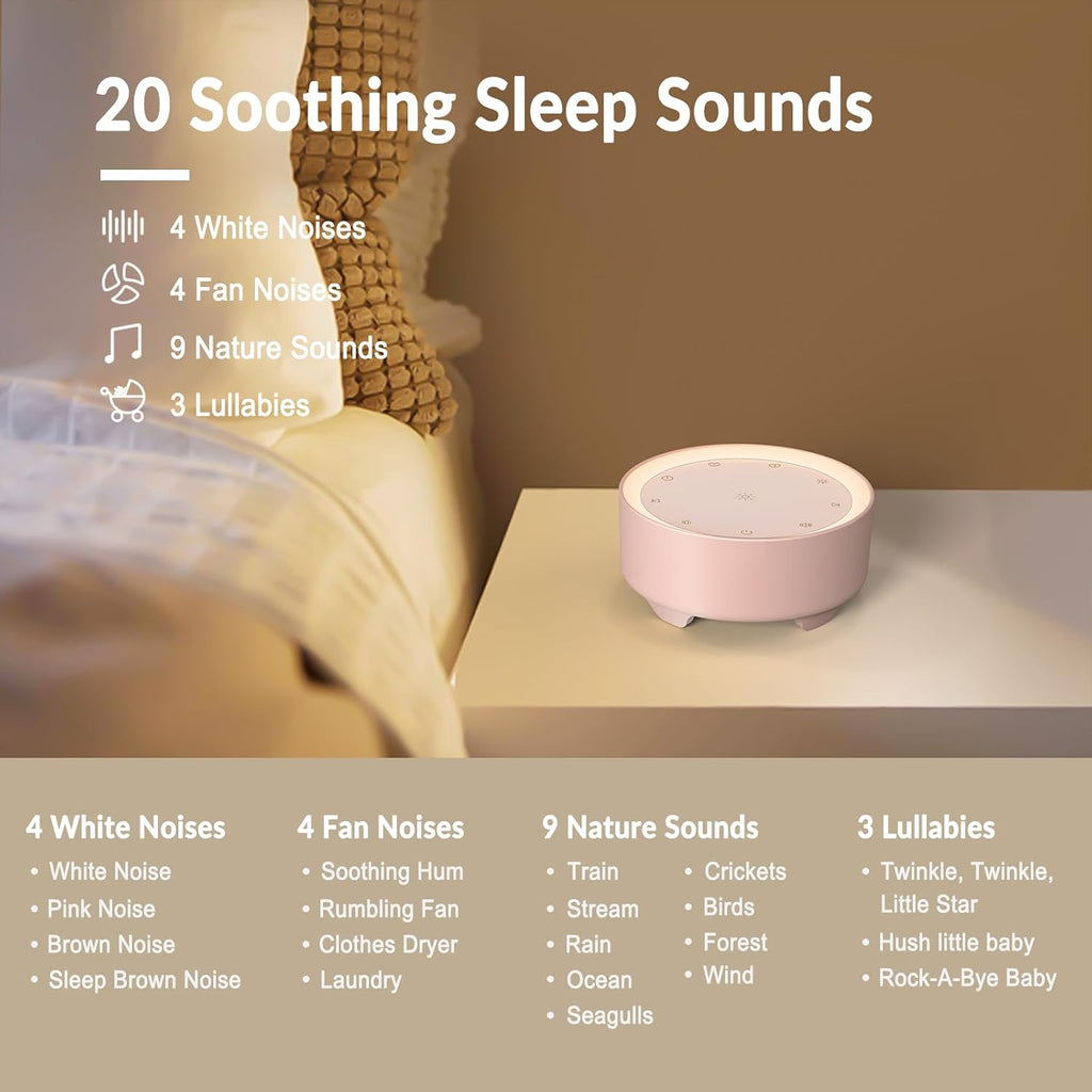Kipcush® Kipcush White Noise Machine for Sleeping, 20 Soothing Sounds Including White Pink Brown Noise Fan and Nature