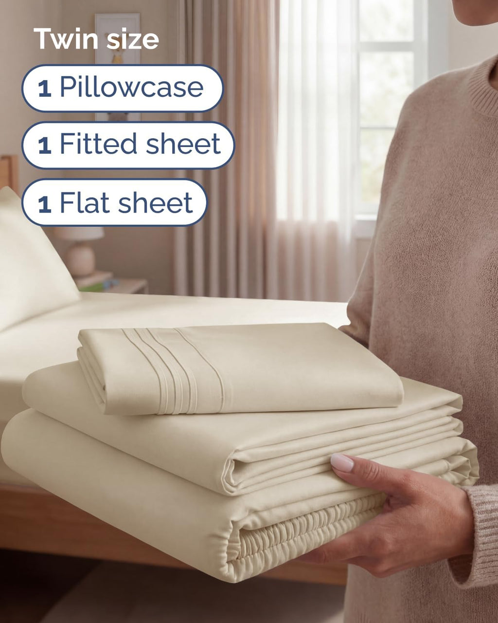 Twin Size 3 Piece Sheet Set - Comfy Breathable & Cooling Sheets - Hotel Luxury Bed Sheets for Women & Men - Deep Pockets, Easy-Fit, Extra…