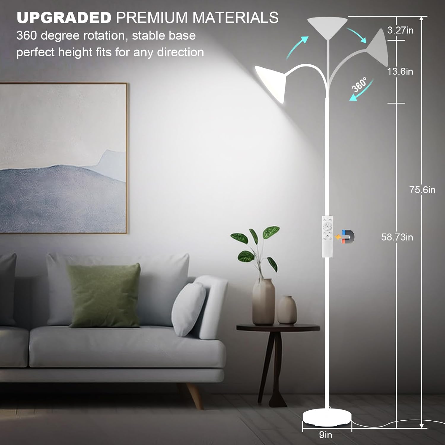 mukuxin LED Floor Lamp, 18W Floor Lamp with Remote & Touch Control, 2700K-6500K Adjustable Eye Caring Standing Light for Living Room…
