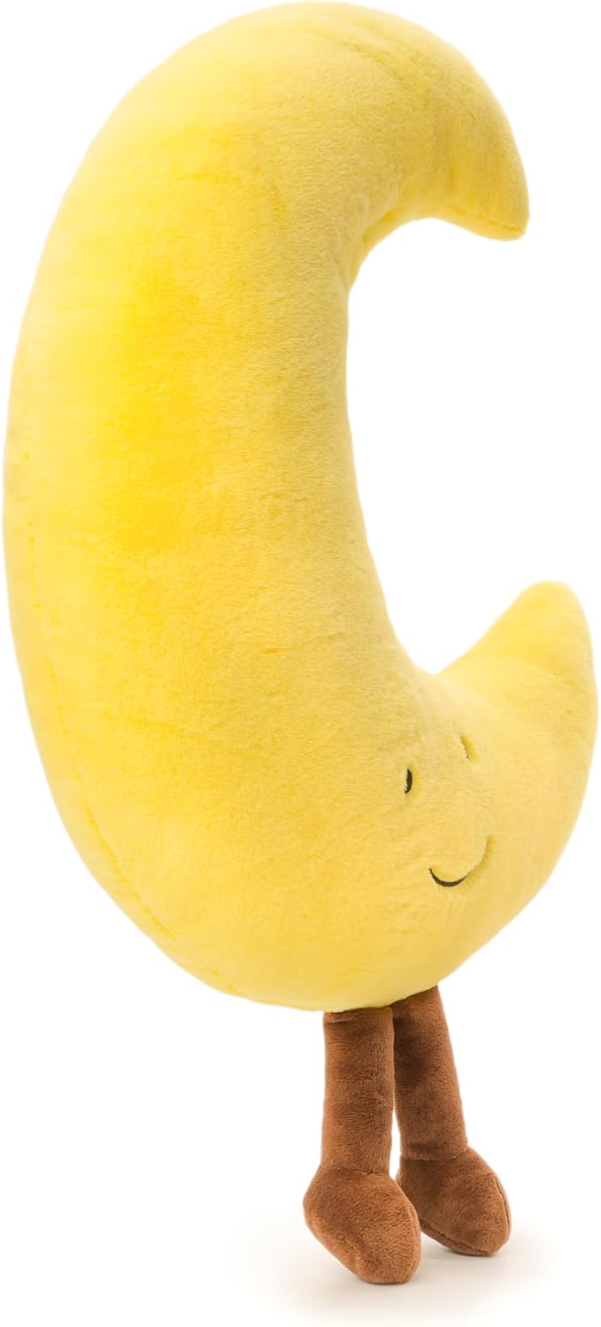 WEIGEDU Crescent Moon Stuffed Animal Plush Toy Cute Yellow Body Pillow with Legs Soft Celestial Theme Gift for Kids Baby Nursery Decor 22…