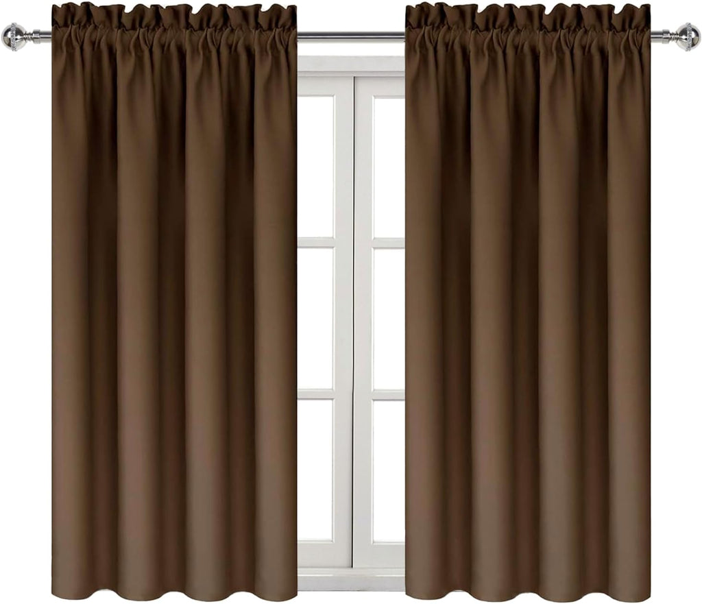 Dwcn Brown Blackout Curtains for Bedroom – Rod Pocket Thermal Insulated Energy Saving Drapes for Living Room and Bedroom, W 38 x L 54 Inch,…