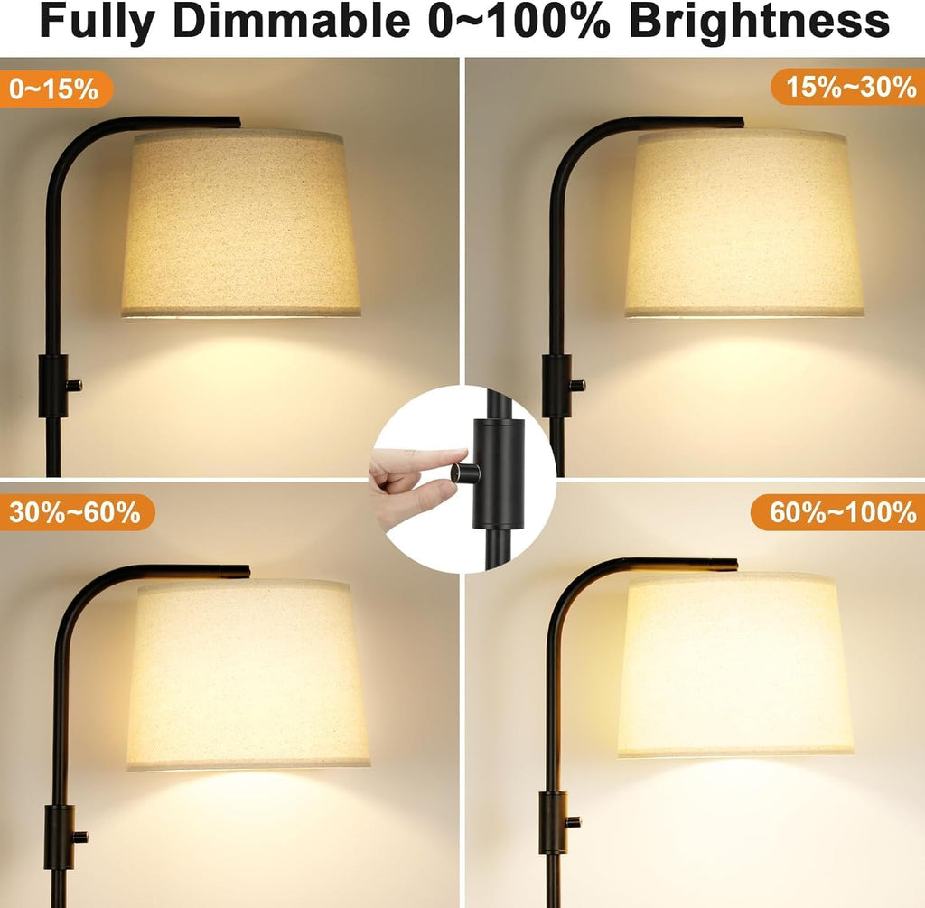 Ambimall Fully Dimmable Floor Lamp with 9W LED Bulb, Standing Lamp for Living Room with Adjustable Head, Modern Standing Tall Light with…