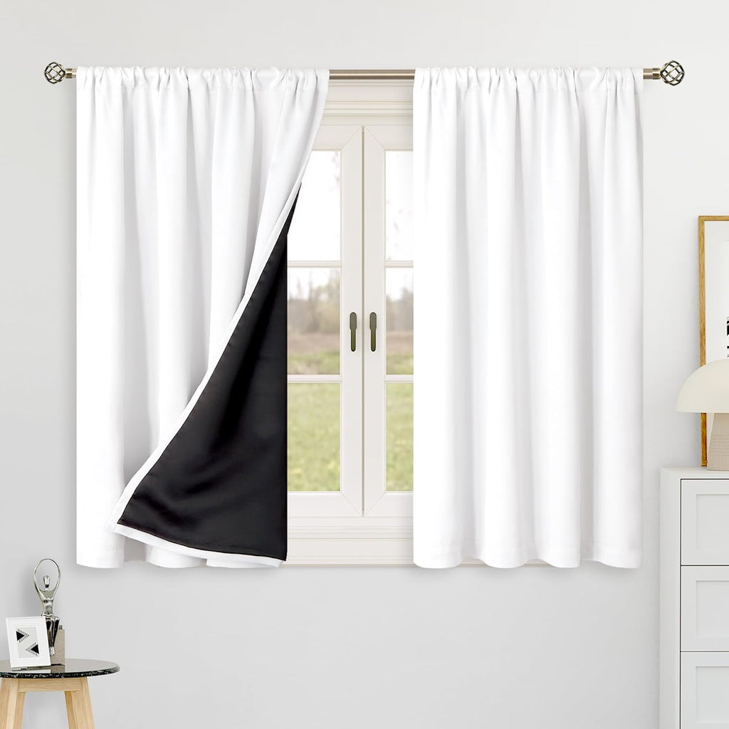 BGment Short Blackout Curtains 45 Inches Long for Small Window, Full Room Darkening Double Layer Thermal Insulated Rod Pocket and Back…