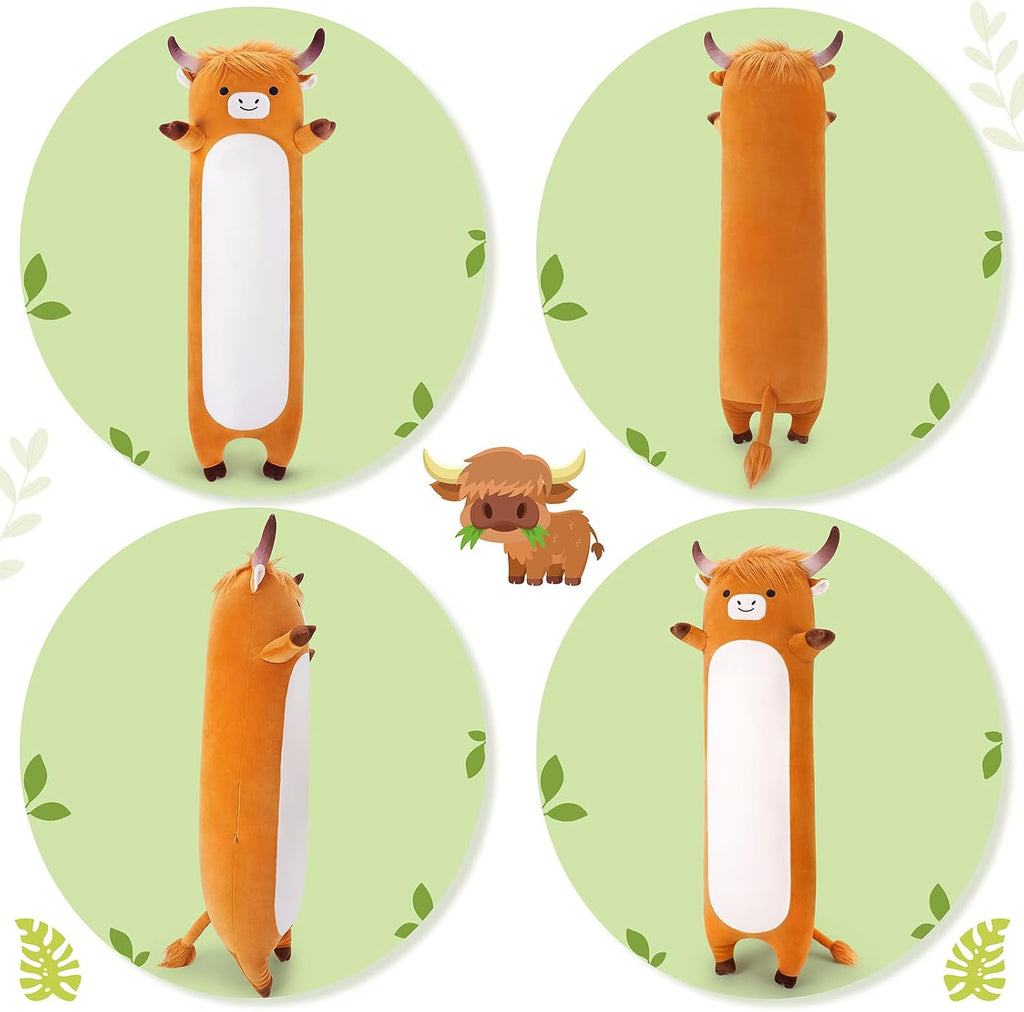 Large Highland Cow Stuffed Animal,33.5” Long Highland Cow Plush, Cute Plushies Animal Body Pillow, Kawaii Plush Toys Animals Gift, Sleeping…
