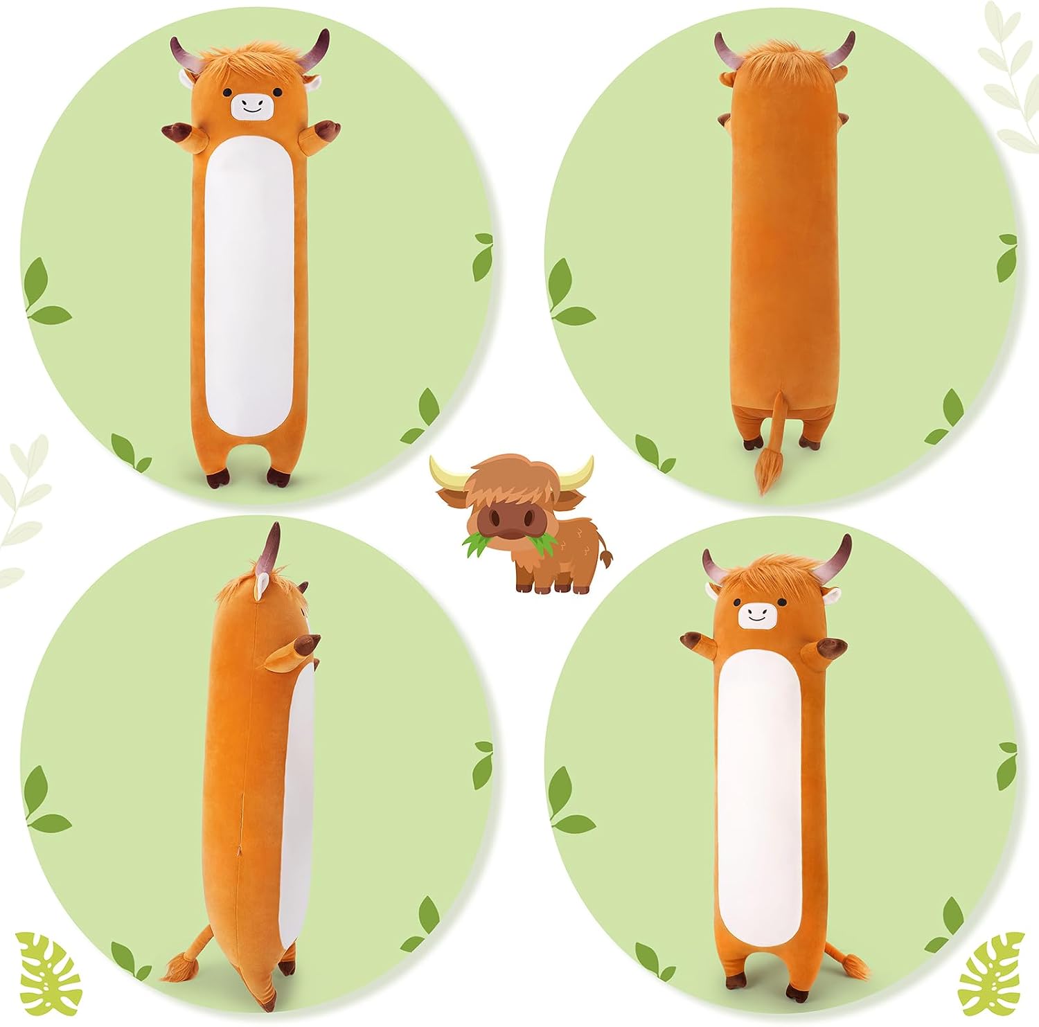 Large Highland Cow Stuffed Animal,33.5” Long Highland Cow Plush, Cute Plushies Animal Body Pillow, Kawaii Plush Toys Animals Gift, Sleeping…