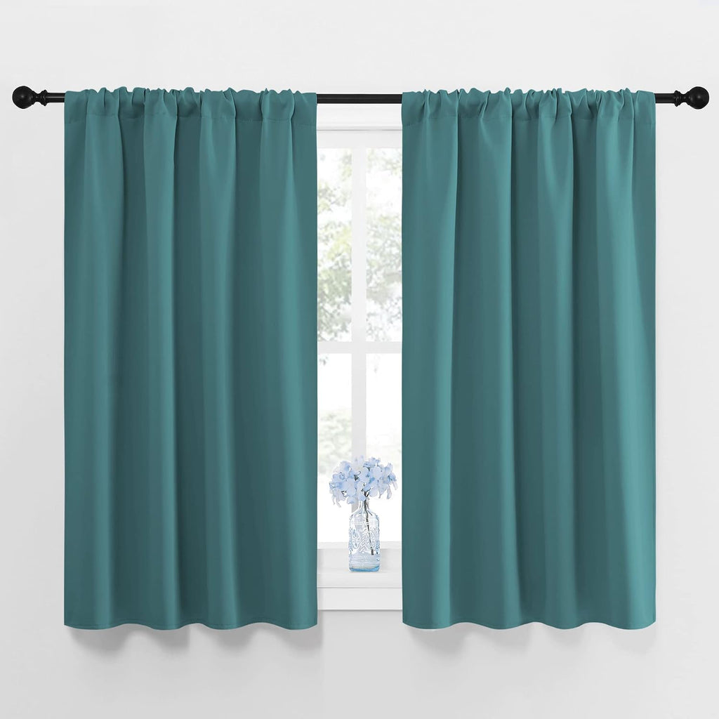 NICETOWN Window Curtains Blackout Drapes - Thermal Insulated Solid Rod Pocket Blackout Curtains/Draperies for Living Room (Sea Teal, One…