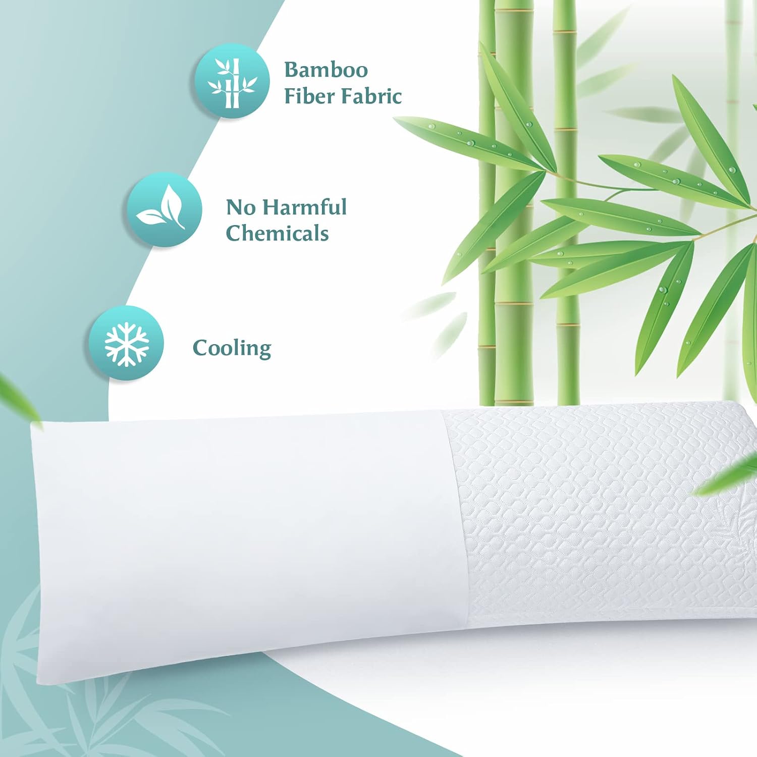 Rainmr Extra Thick Body Pillow Memory Foam – Long Pillow for Adults – Thicker Inner Case – Soft & Cooling Double Pillowcases, 20 x 54…