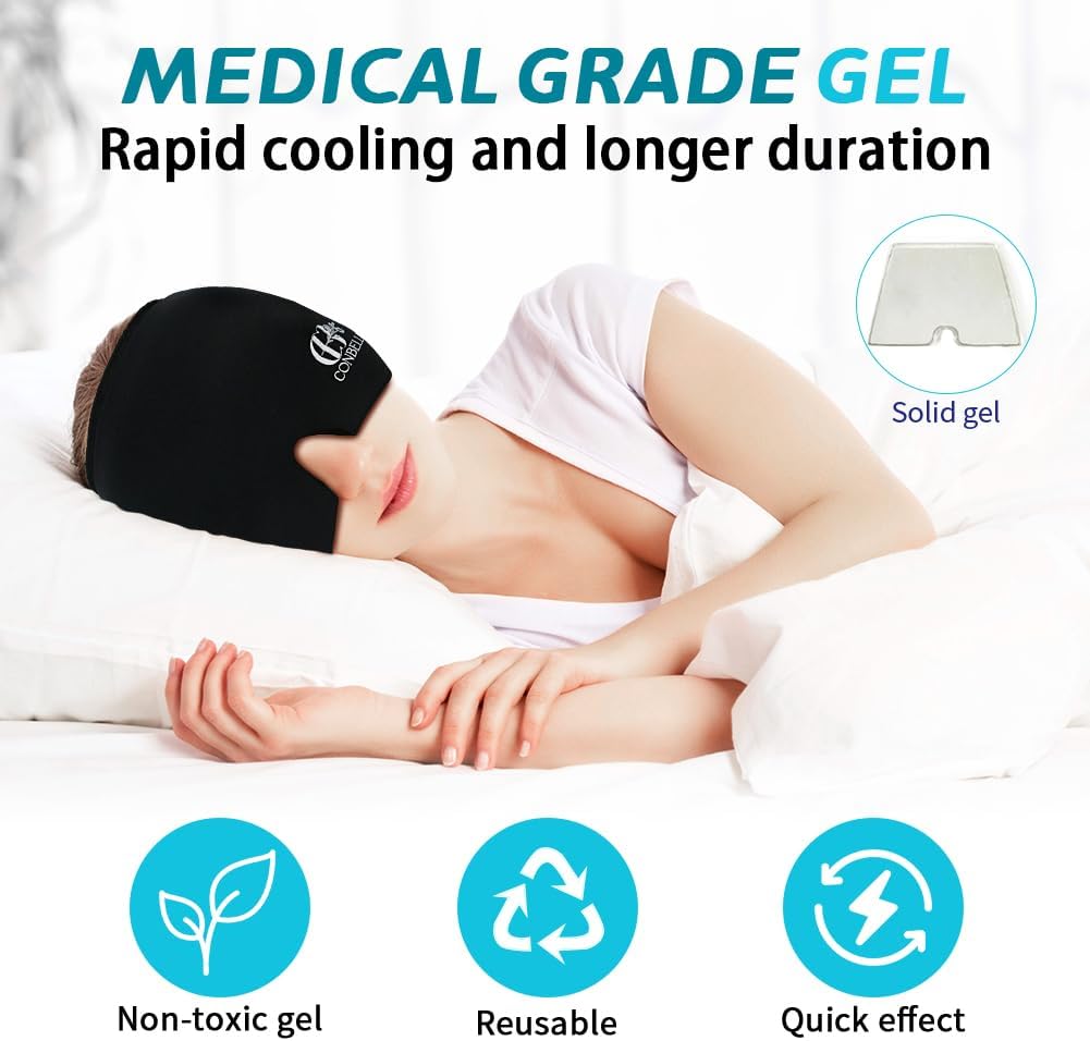 Conbella Migraine Relief Cap, Soothing Headache Ice Face Mask Products, Hot and Cold relaxation, Migraine Headache Relief Cap for…