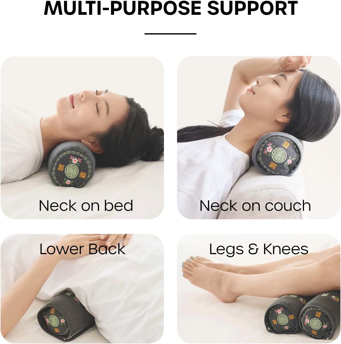 Kepitome 12-inch Korean Buckwheat Cervical Neck Roll — Compact Cypress-Filled Bolster Pillow for Targeted Neck Support (BTS Jungkook…