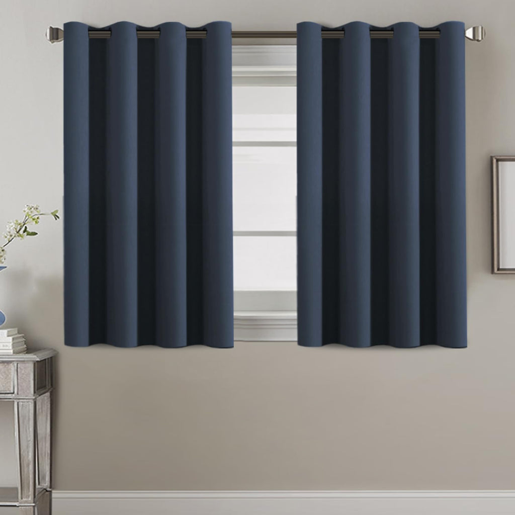 H.VERSAILTEX Blackout Curtain for Living Room Small Window Kitchen Blackout Curtains 45 inch Length Energy Saving Solid Grommet…