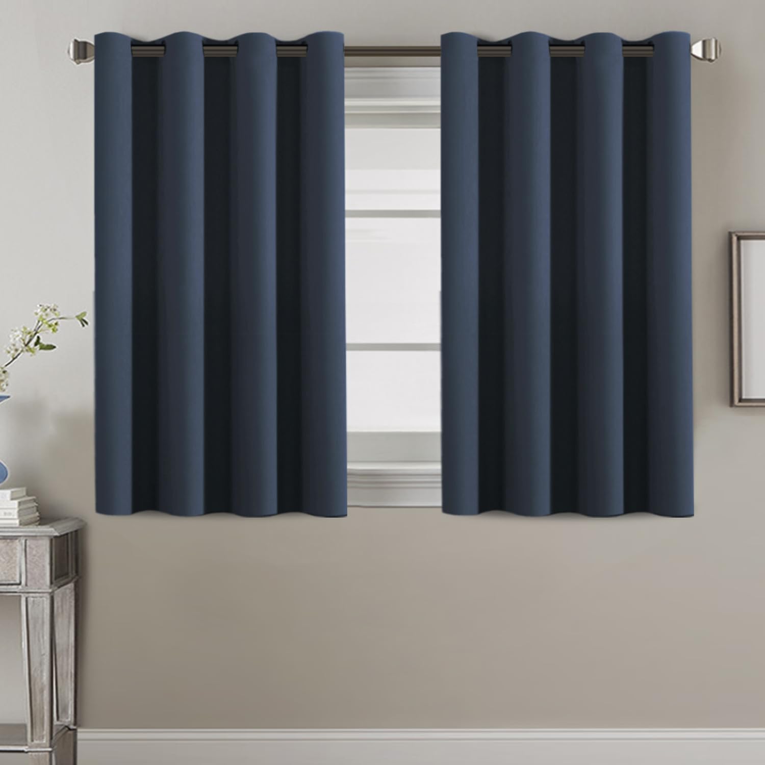 H.VERSAILTEX Blackout Curtain for Living Room Small Window Kitchen Blackout Curtains 45 inch Length Energy Saving Solid Grommet…