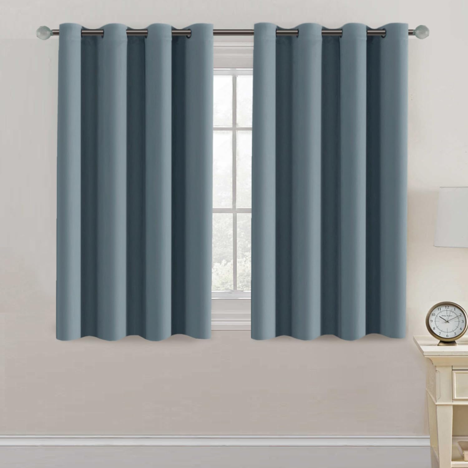 H.VERSAILTEX Blackout Curtain for Living Room Small Window Kitchen Blackout Curtains 45 inch Length Energy Saving Solid Grommet…
