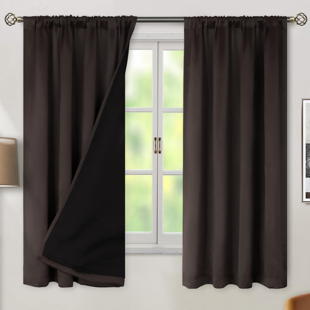 BGment 100% Blackout Heavy Thermal Curtains 63 Inch Length for Winter Insulated, Noise Reducing Rod Pocket and Back Tab Double Layer Room…