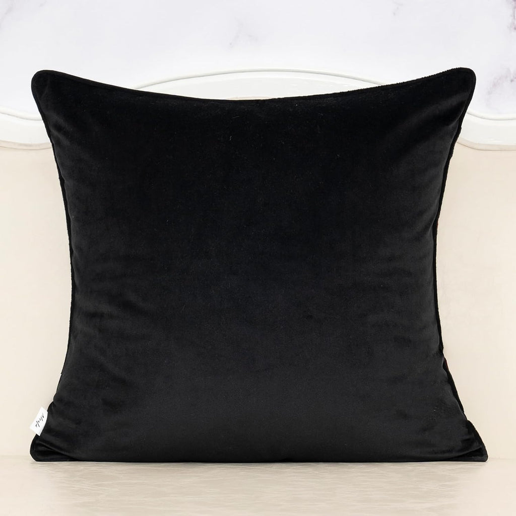 Alerfa Black Floral Throw Pillow Cover 20 x 20 Inch Cut Velvet Sqaure Luxury Decorative Pillow Cover for Couch Living Room Bedroom