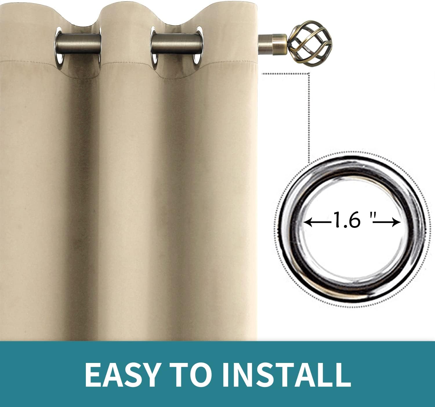 BGment Room Darkening Curtains 63 Inches Long - Grommet Thermal Insulated Drapes Window Treatment Curtains for Bedroom, 2 Panels, 70 x 63 I…