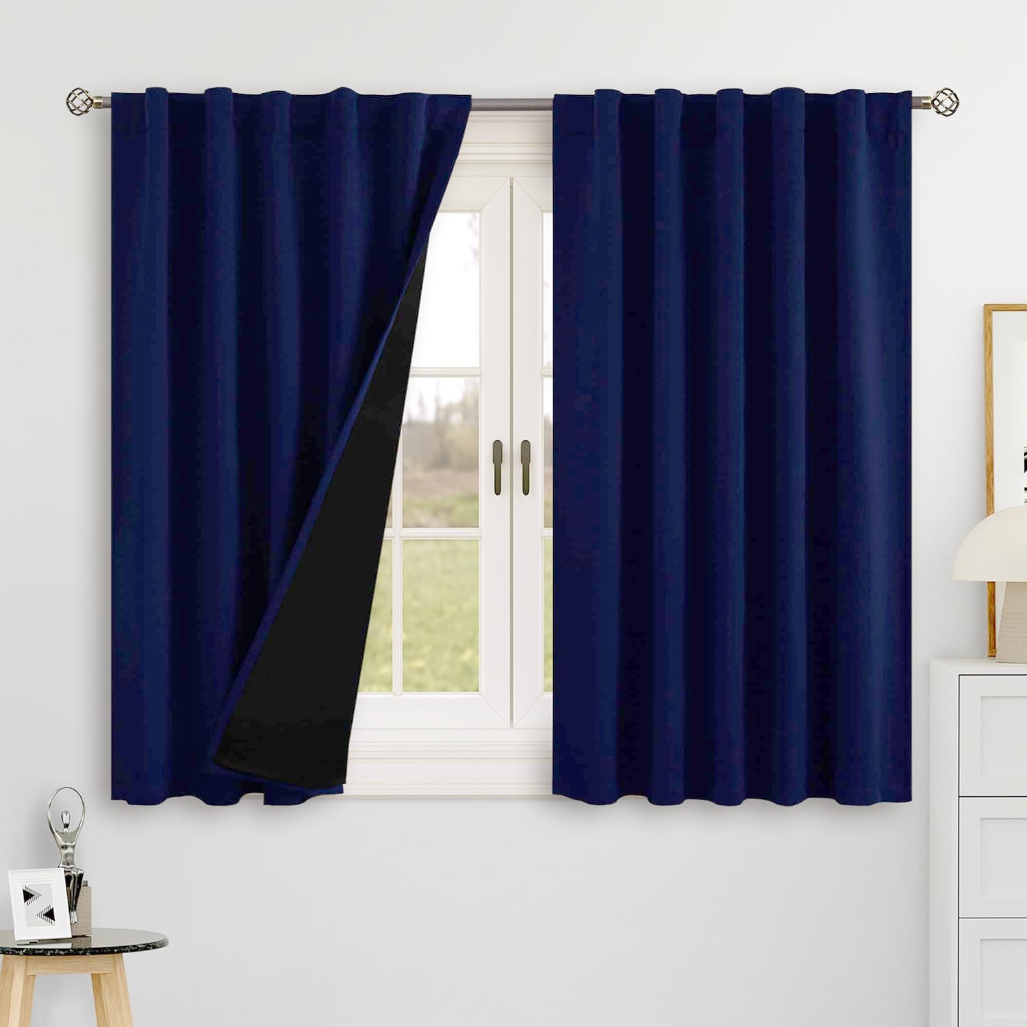 BGment 100% Blackout Curtains 40 Inch Length for Cafe, Rod Pocket and Back Tab Double Layer Thermal Insulated Full Room Darkening Bedroom…