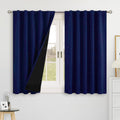 BGment Navy Blue 100% Blackout 48 Inch Curtains for Small Window, Rod Pocket and Back Tab Double Layer Black Out Thermal Insulated Room…