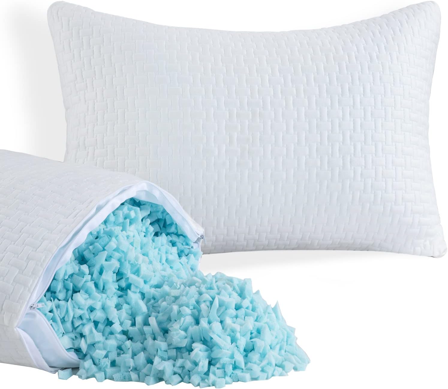 HOMBYS 2 Pcs Extra Firm Bed Pillows for Sleeping, Shredded Memory Foam Pillows Standard Size, for Side, Back, Stomach Sleepers,40%…