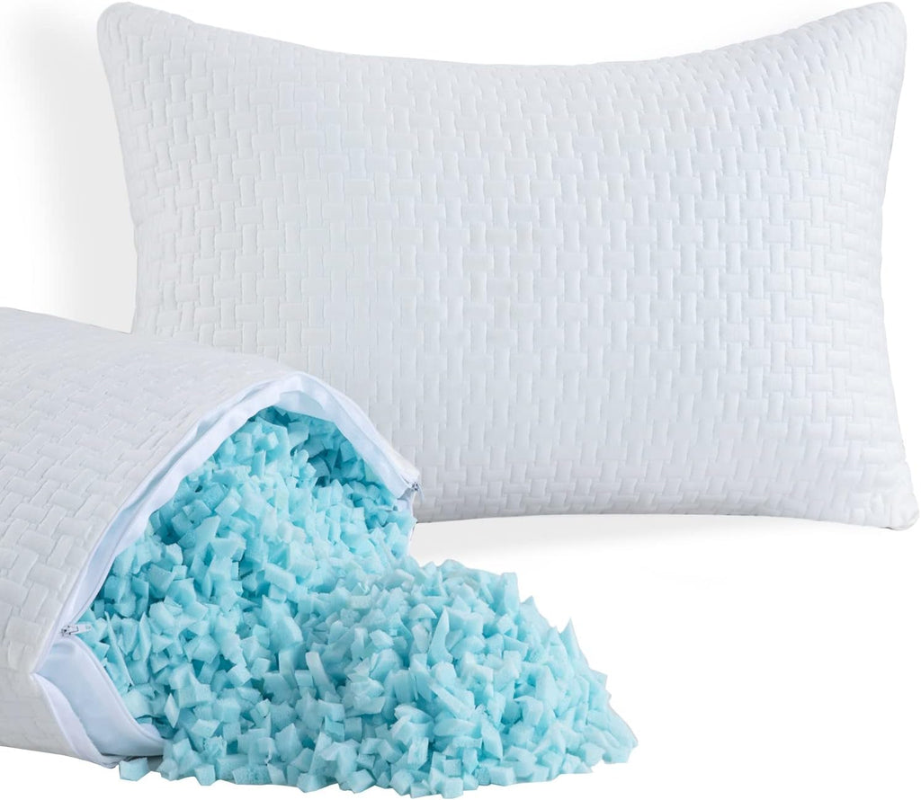 HOMBYS 2 Pcs Extra Firm Bed Pillows for Sleeping, Shredded Memory Foam Pillows King Size, for Side, Back, Stomach Sleepers,40% Viscose…