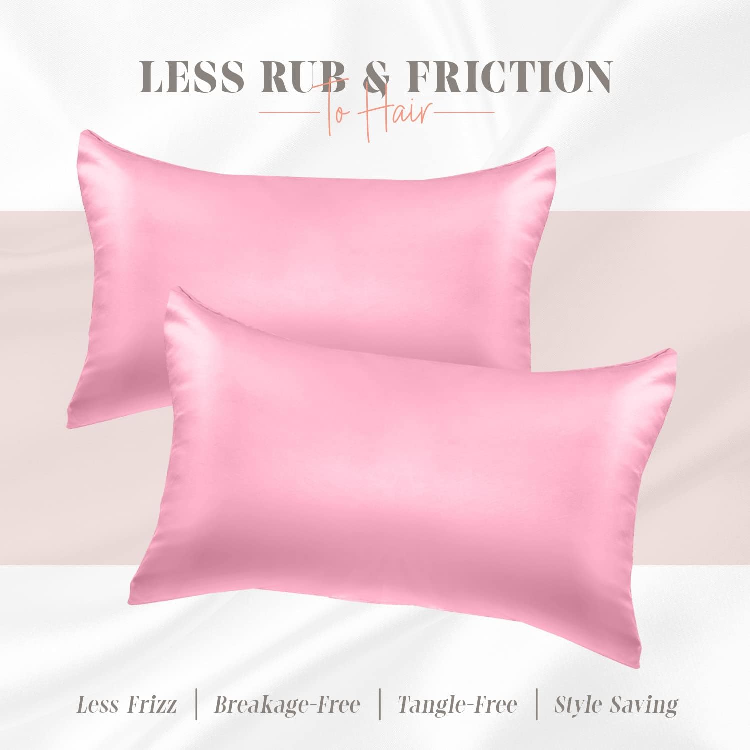 Elegantcomfort Elegant Comfort Silky and Luxurious 2-Piece Satin Pillowcase Set for Healthier Skin and Hair, Hidden Zipper Closure and Beau…