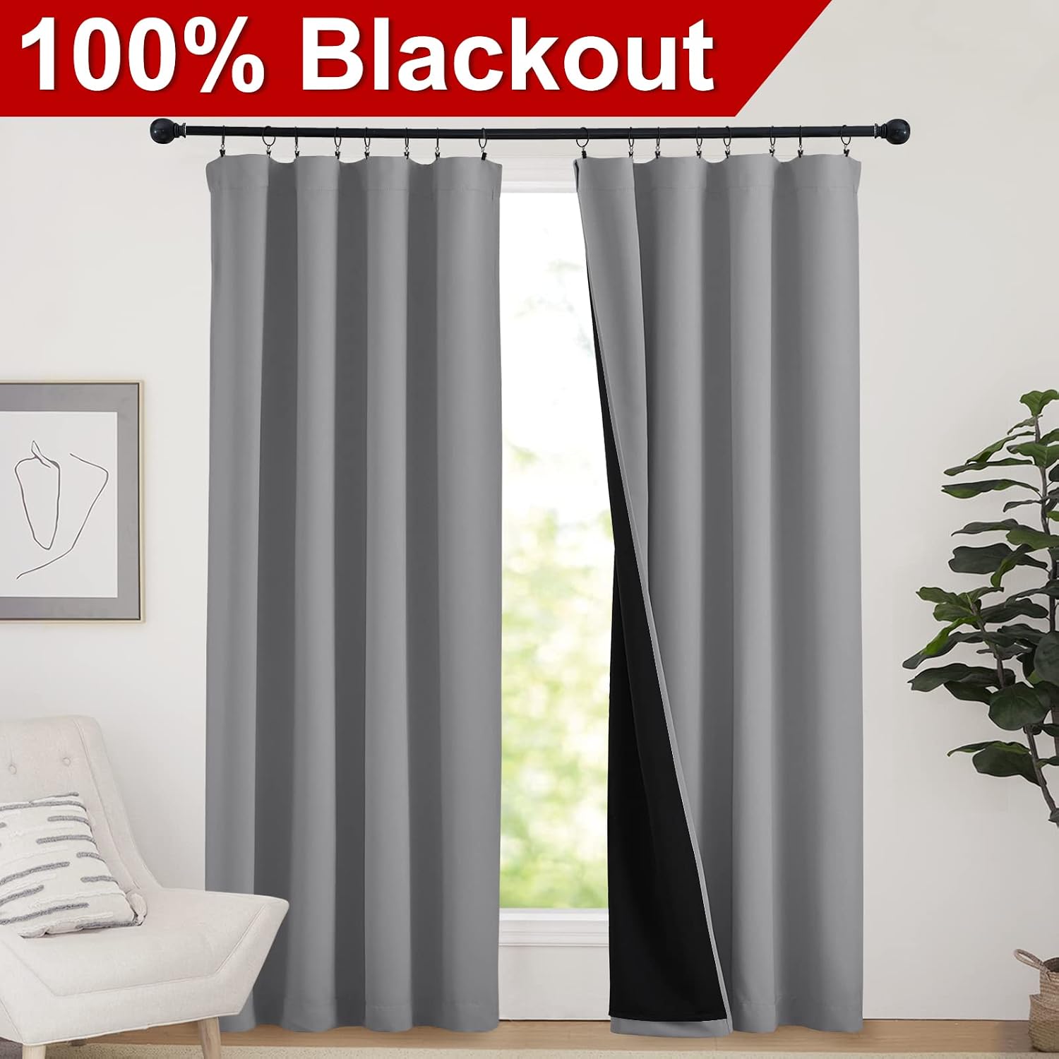 Nicetown Blackout Curtains for Bedroom, Pair of Energy Smart & Noise Blocking Out Full Shade Curtain Panels, Thermal Insulated Guest Room R…