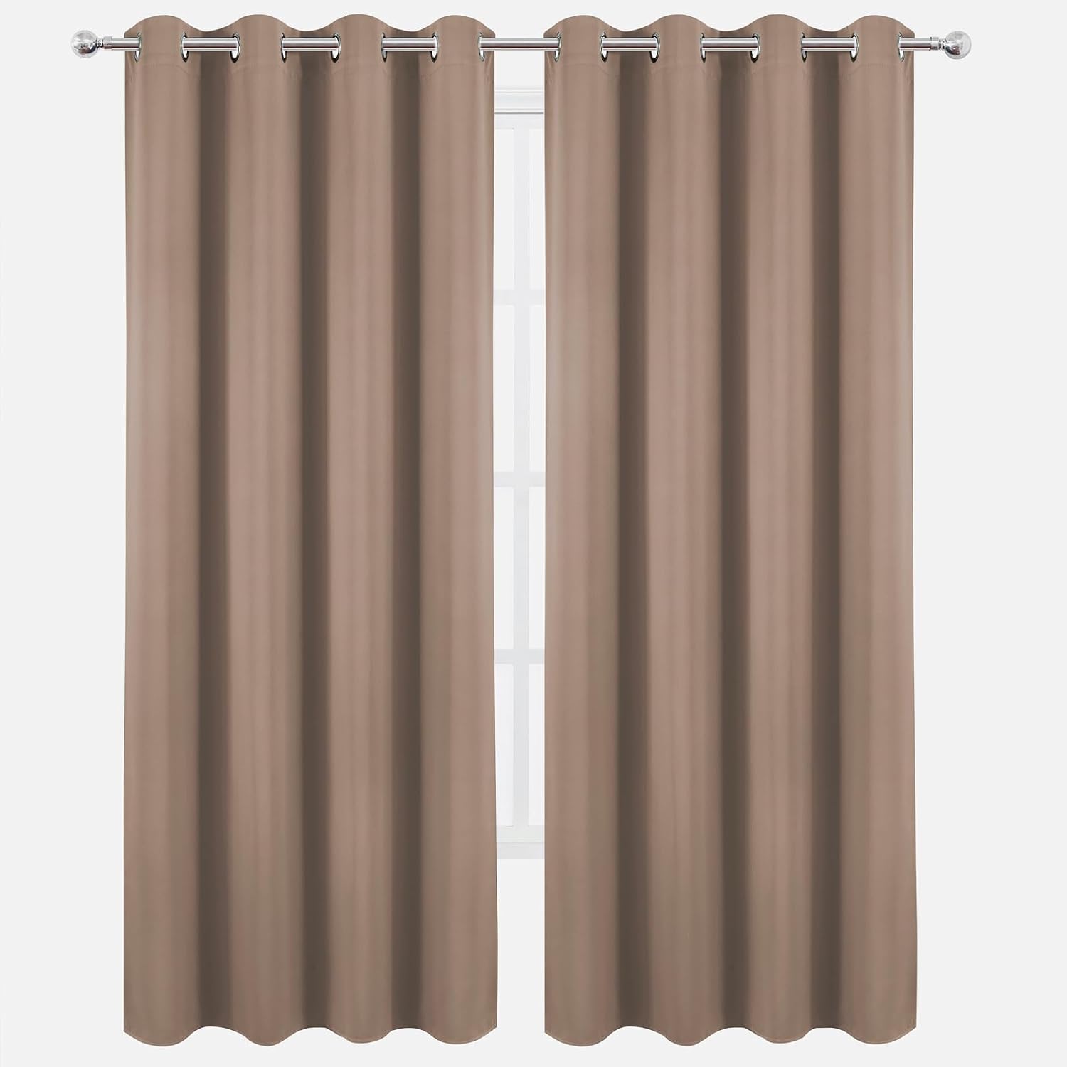 Lemomo Blackout Curtains 52 x 90 Inch Long Cappuccino Curtains Set of 2 Panels Room Darkening Curtains for Bedroom and Living Room 90 Inch…