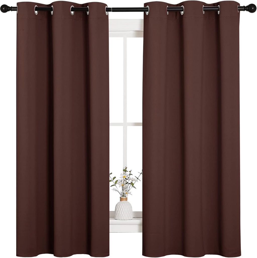 NICETOWN Nursery Essential Thermal Insulated Solid Grommet Top Blackout Curtains, Home Decoration Privacy Curtains for Bedroom (Chocolate…