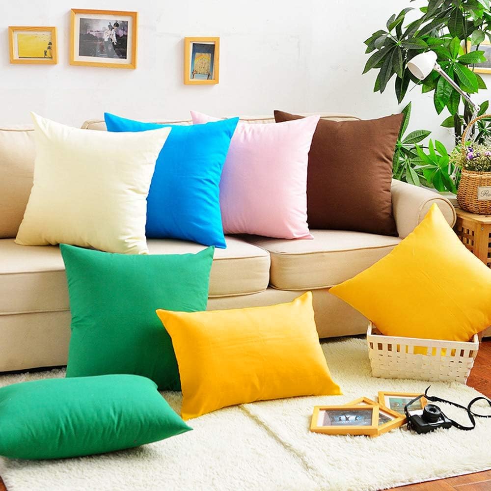 Thmyo 4-Pack 100% Cotton Lumbar Comfortable Solid Decorative Throw Pillow Case, Thmyo Rectangle Cushion Cover Pillowcase Sublimation Blank P…