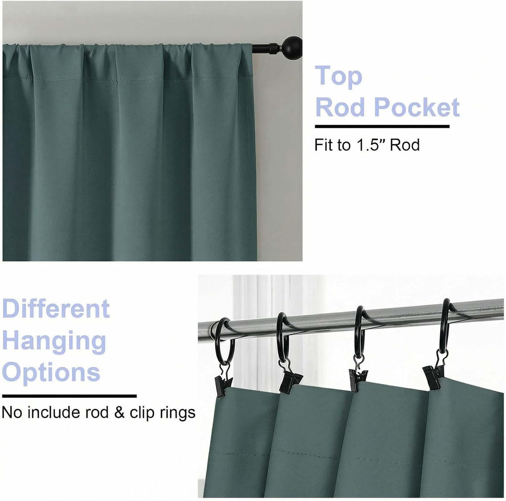 Simplebrand Ava Dark Green Blackout Curtains for Bedroom 84 Inch Length 2 Panels Set, Solid Thermal Insulated Privacy Nursery Window Treatm…
