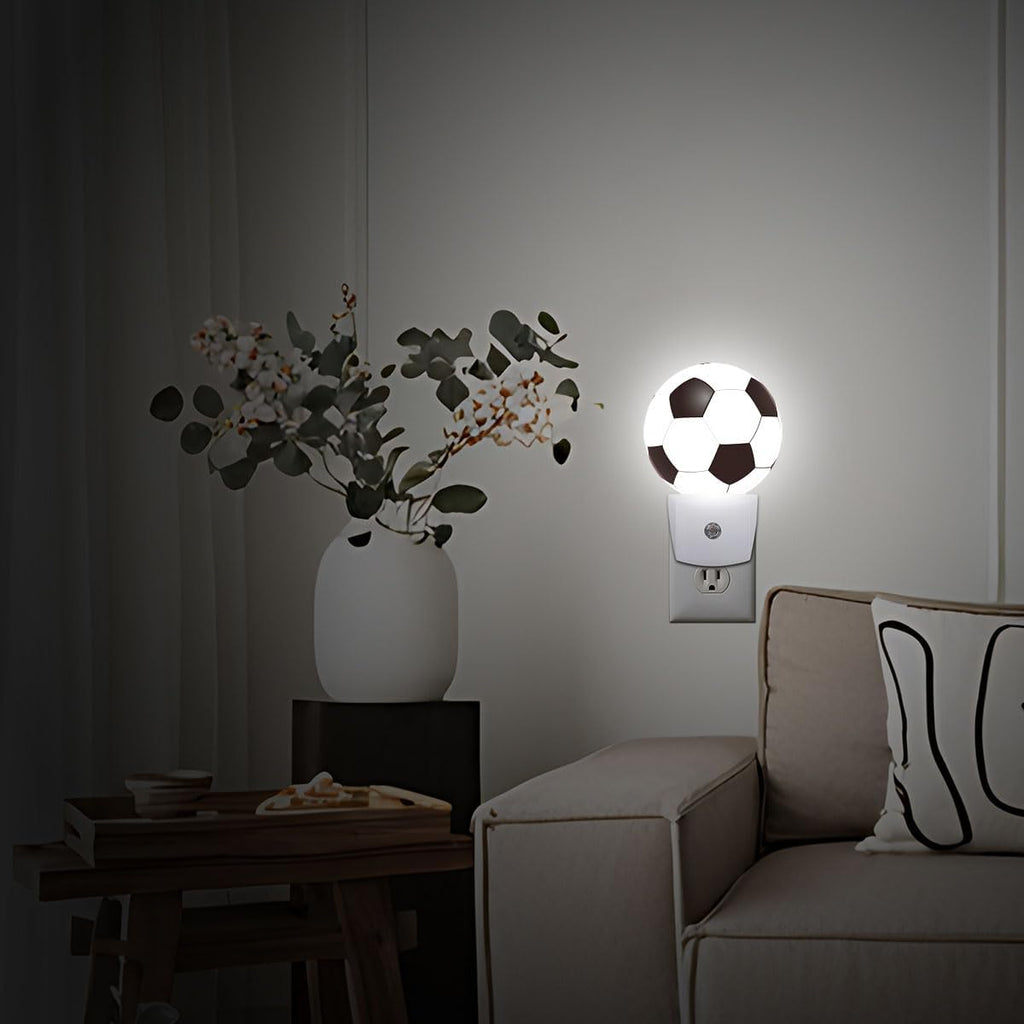 Football Plug in Night Light Auto Light Round Lamps Energy Saving Gift for Women Men Friends