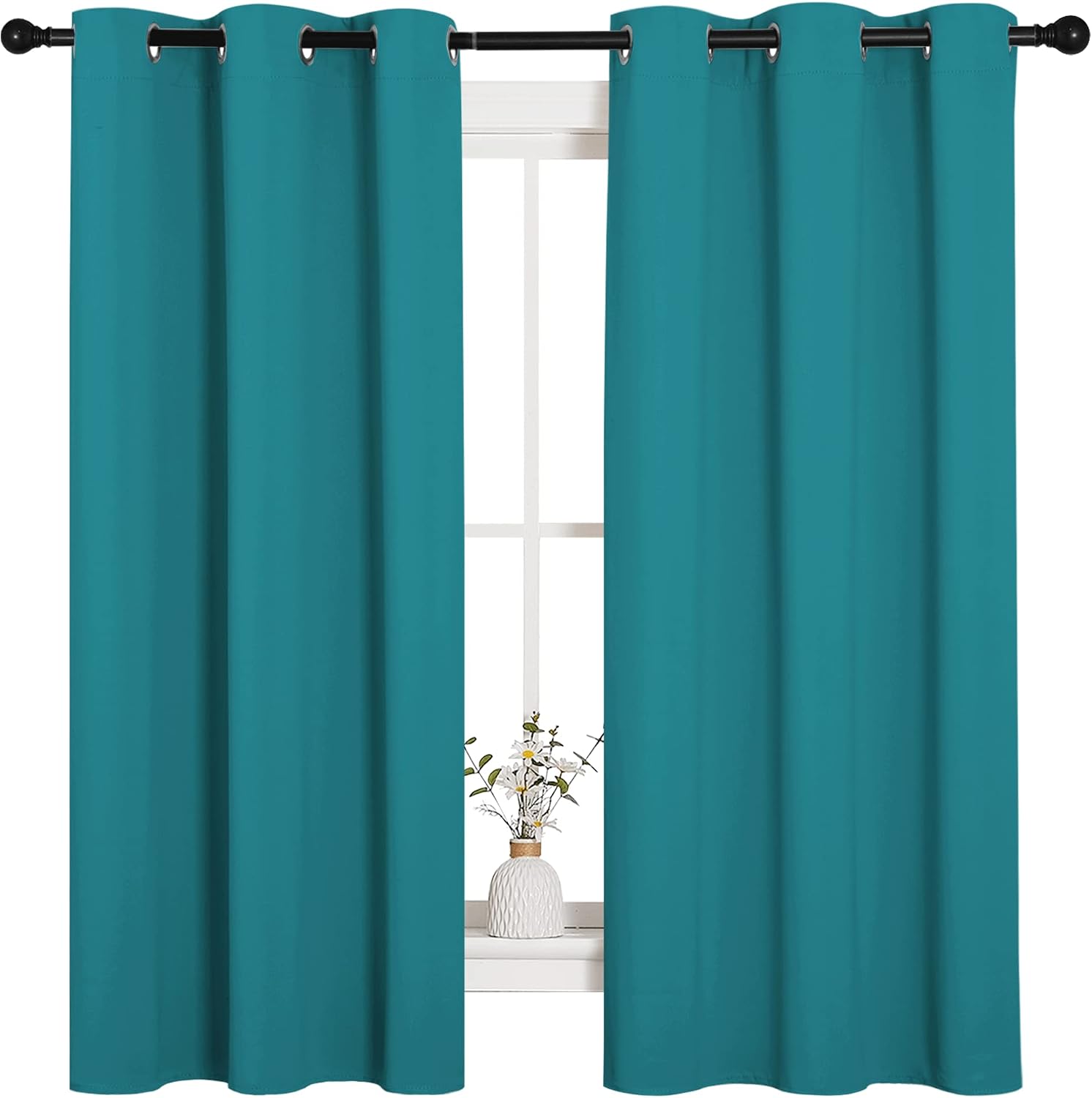 NICETOWN Room Darkening Curtains 63 inch Length 2 Panels, Thermal Insulated Grommet Blackout Curtains for Modern Casual Elegant Bedroom…