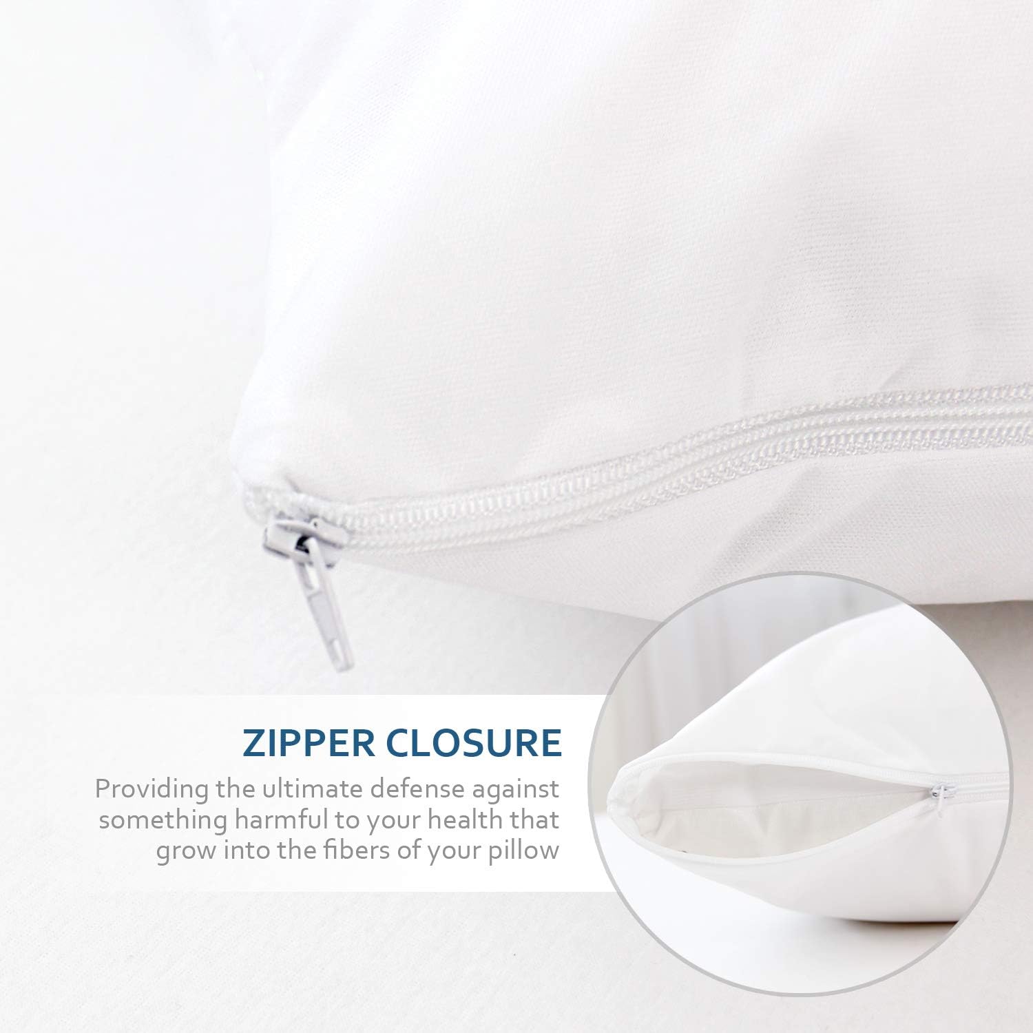 Queen Pillow Protectors with Zipper 4 Pack Queen Size 20 x 30 inch Waterproof Pillow Case Protector Down Feather Proof Pillow Covers…