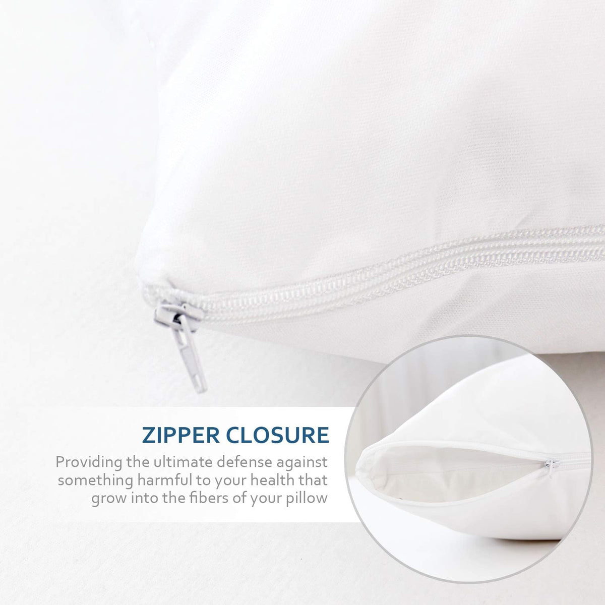 Moonsea 22x22 Pillow Cover Waterproof Pillow Protector Set of 4 for Square Throw Pillow 22x22 Inch, White Zippered Pillow Protector, Feathe…