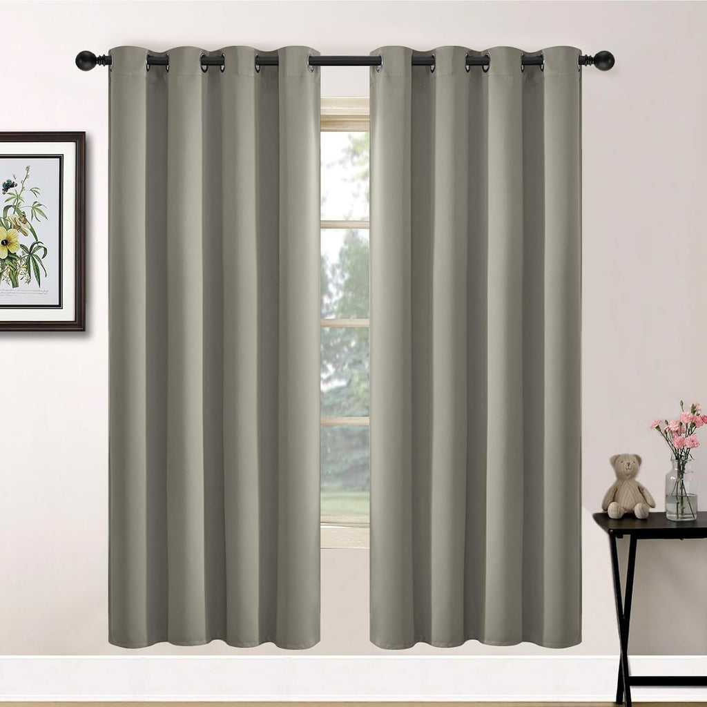 Yakamok Premium Room Darkening Thermal Insulated Curtains for Bedroom/Living Room - Classic Grommet Top (2 Panels, Taupe, 52 Inch by 72…