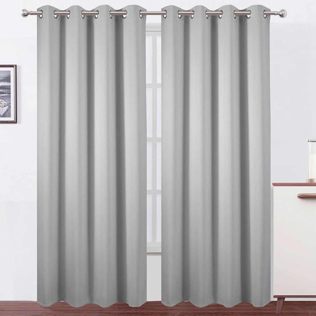 Lemomo Blackout Curtains 52 x 120 Inch Long Light Grey Curtains Set of 2 Panels Room Darkening Curtains for Bedroom and Living Room 120 Inc…