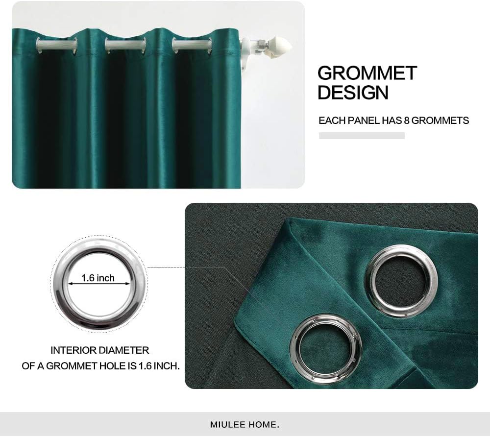 MIULEE Christmas Dark Green Velvet Curtains Room Darkening Blackout Soft Grommet Emerald Curtain Short Thermal Soundproof…