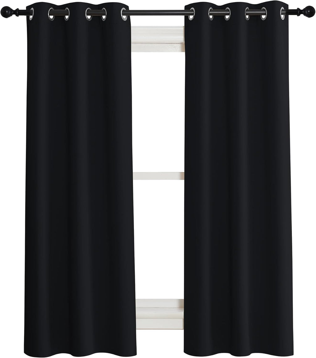 Nicetown Complete 100% Blackout Curtain Set, Black, 37" W by 40" L, Double Panels, Thermal Insulated & Energy Efficiency Window Draperies w…