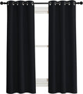 Nicetown Complete 100% Blackout Curtain Set, Black, 37" W by 40" L, Double Panels, Thermal Insulated & Energy Efficiency Window Draperies w…