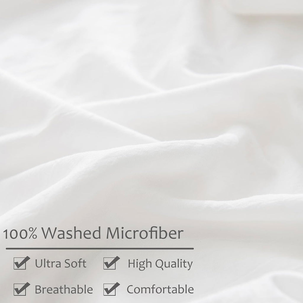 Moveover White Pillowcases, Standard Pom Poms Pillow Case Set of 2, 100% Washed Microfiber, Soft Solid White Pillow Shams, 2 Pack 2 Pack Wh…