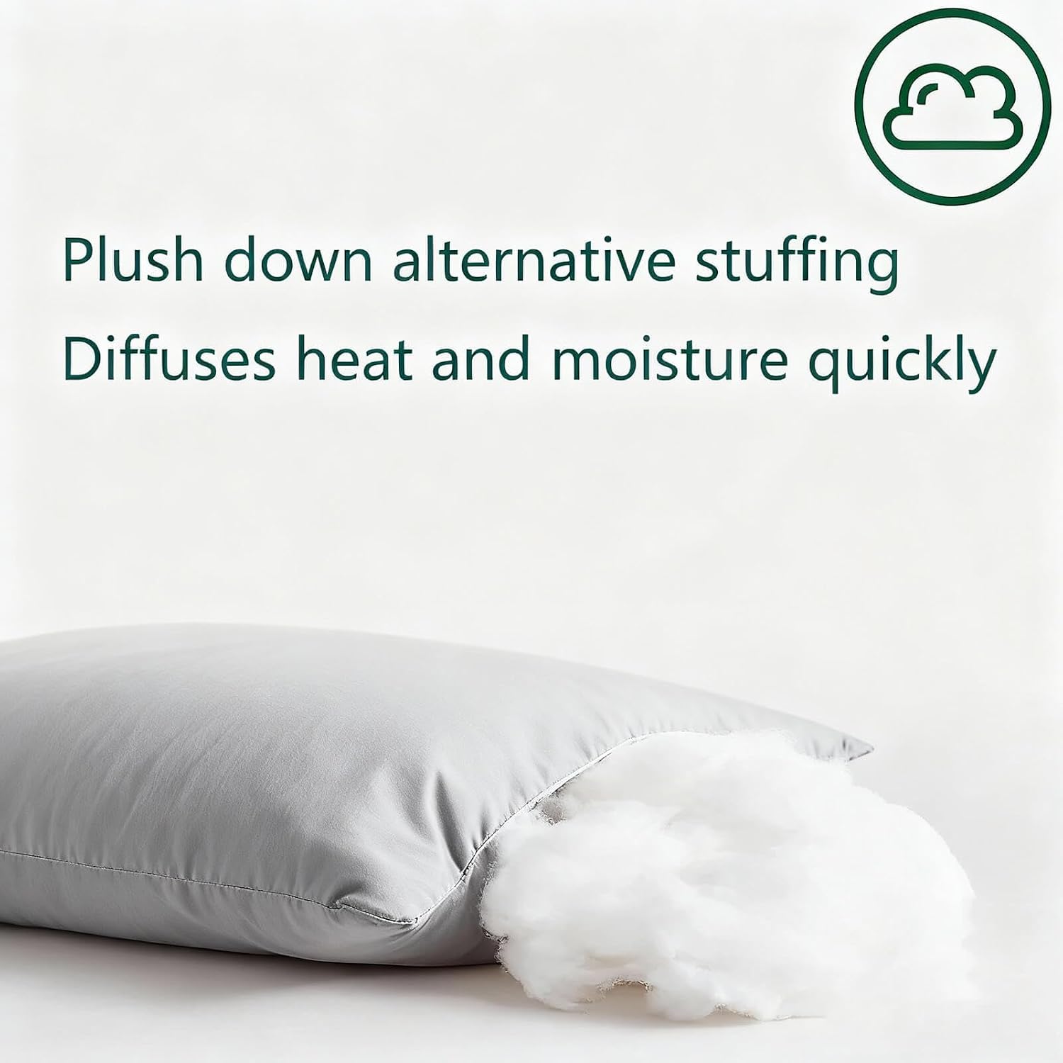 Flat Ultra Thin Bed Pillows King Size Pillow Set of 2 Extra Soft Down Alternative for Stomach Back Sleeper Light Grey 20x36inches