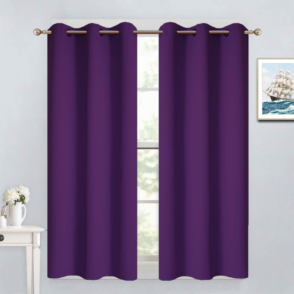 Yakamok Purple Blackout Curtains for Bedroom, Thermal Insulated Blackout Grommet Top Drapes for Living Room,38x54 Inch, 2 Panels