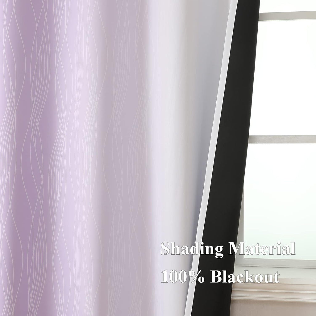 Estelartextiler Estelar Textiler Lilac and Greyish White Blackout Curtains & Drapes for Bedroom, Thermal Insulated Ombre Blackout Drapes, R…